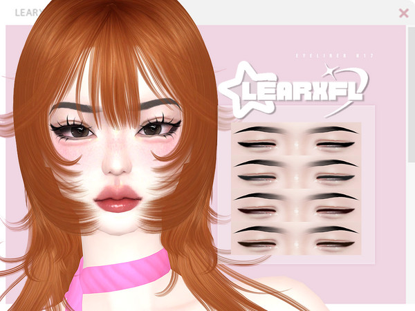 Sims 4 — [Learxfl] Eyeliner N17 by Learxfl — Eyeliner N17 , 10 swatches , HQ and BGC . Standalone item with thumbnail.