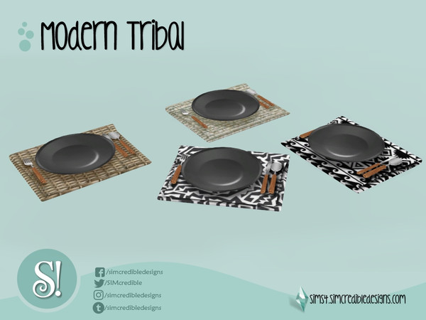 Sims 4 — Modern Tribal serving set by SIMcredible! — by SIMcredibledesigns.com available at TSR 4 colors variations