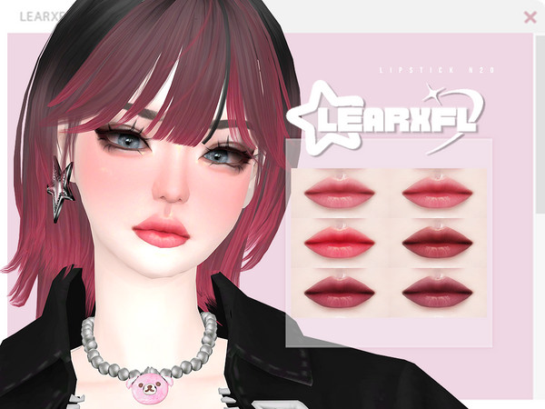 Sims 4 — [Learxfl] Lipstick N20 HQ by Learxfl — Lipstick N20 , 18 swatches , HQ and BGC . Standalone item with thumbnail.