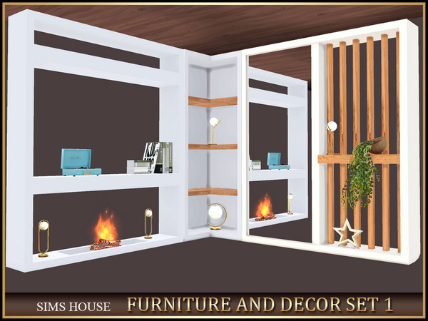 Sims 4 — [Sims House] CABINET WITH WOODEN SLATS. SET OF FURNITURE AND DECOR 1 by Sims_House — FURNITURE AND DECOR SET 1