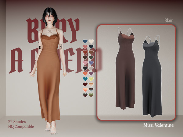 Sims 4 — Blair Dress by MissValentine142 — Long Dress with corset underneath