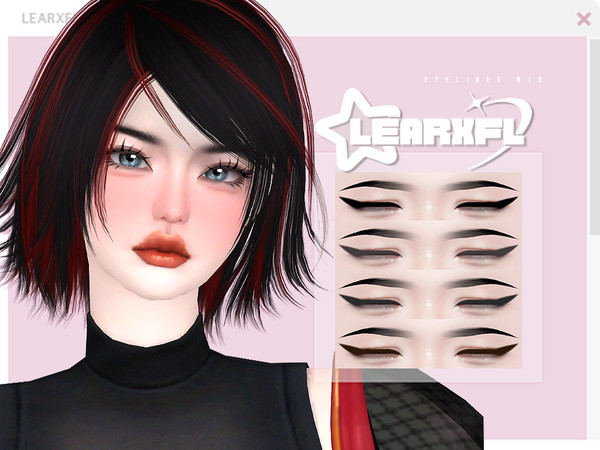 Sims 4 — [Learxfl] Eyeliner N18 by Learxfl — Eyeliner N18 , 4 swatches , HQ and BGC . Standalone item with thumbnail.