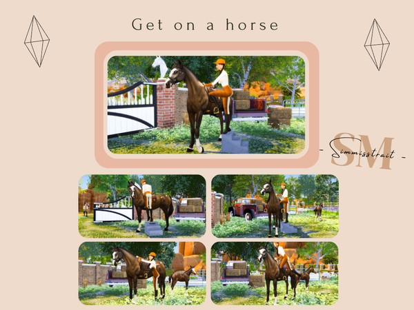 Sims 4 — SIS_MountingBlock by simmisstrait — ''Get on a horse '' Included: - 5 Poses