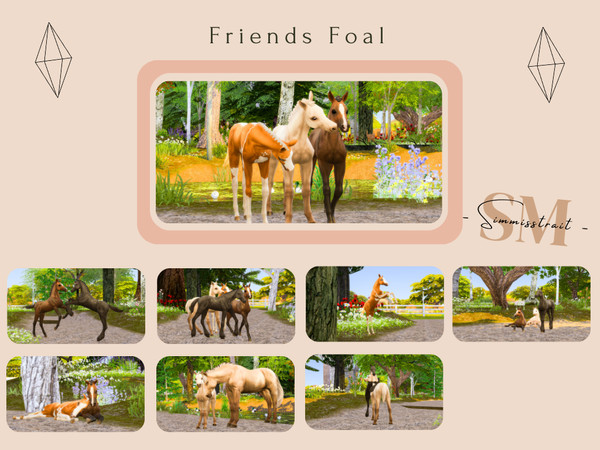 Sims 4 — Friends Foal - Posepack by simmisstrait — 'Friends Foal '' Included: - 8 Poses
