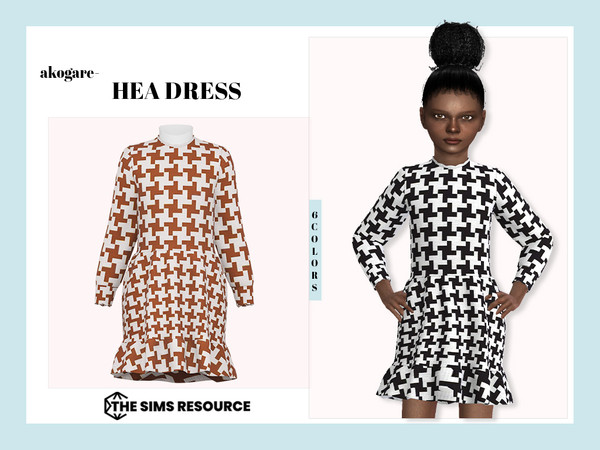 Sims 4 — Hea Dress by _Akogare_ — Akogare Hea Dress -6 Colors - New Mesh (All LODs) - All Texture Maps - HQ Compatible -
