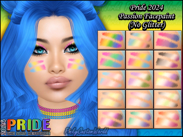 Sims 4 — Pride 2024 - Passion Facepaint No Glitter (Blush) by PinkyCustomWorld — Get ready to go in a pride parade with