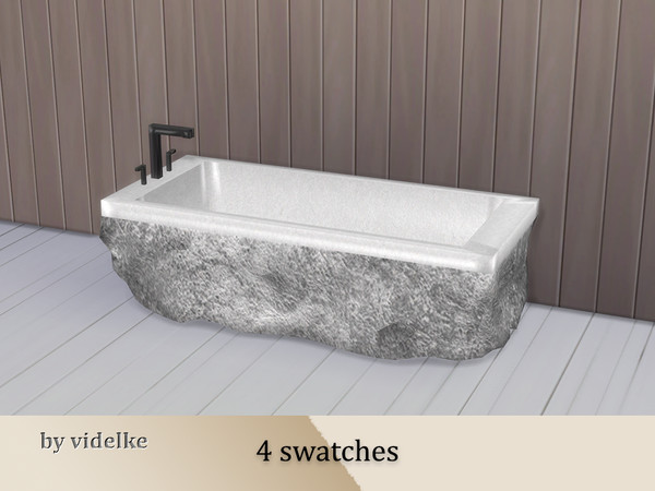 Sims 4 — Rocky bathtub by videlke2 — A modern-styled bathroom, combined with natural materials. The set contains: Bathtub