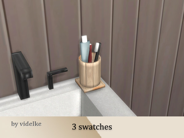 Sims 4 — Wooden Toothbrush Set by videlke2 — A modern-styled bathroom, combined with natural materials. The set contains: