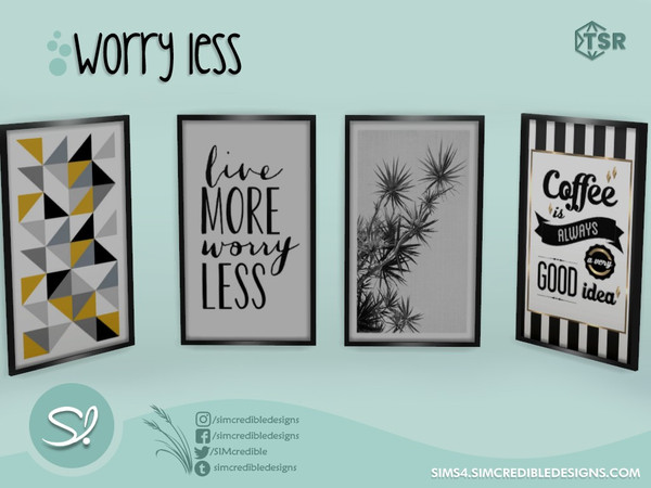 Sims 4 — Worry Less Painting by SIMcredible! — by SIMcredibledesigns.com available at TSR 6 colors variations