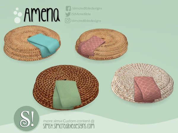 Sims 4 — Amena placemats by SIMcredible! — by SIMcredibledesigns.com available at TSR 3 colors in 12 variations