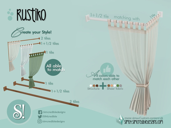 Sims 4 — Rustiko Shower curtain medium by SIMcredible! — by SIMcredibledesigns.com available at TSR 5 colors in 15