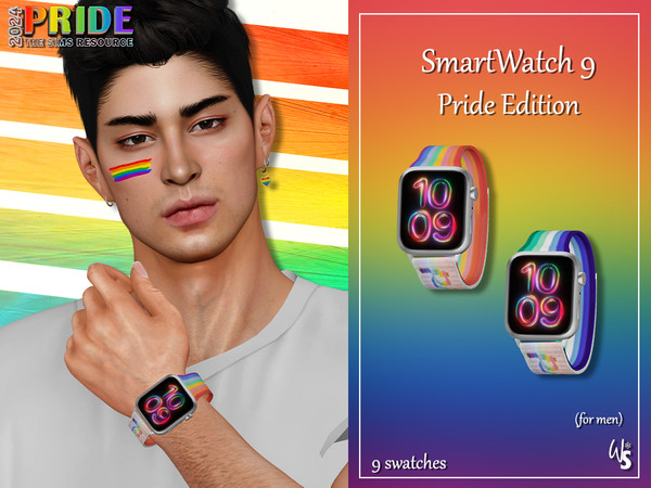 Sims 4 — SmartWatch 9 Pride Edition for men by WisteriaSims — -FOR MEN -NEW MESH -TEEN TO ELDER - Bracelet Category