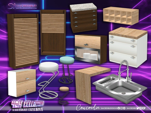 Sims 4 — Concordia Cabinet Tambour Door Opened by SIMcredible! — Back in 2003 when we started to create for the sims, we