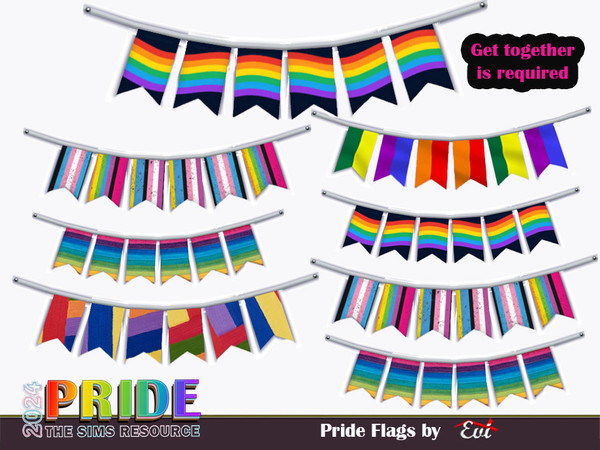 Sims 4 — Pride flags by evi — Decorative flags which shows that Pride is a celebration of people coming together in love