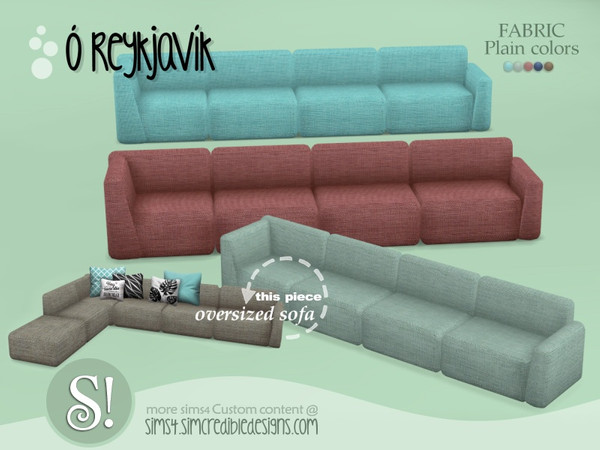Sims 4 — Oh Reykjavik oversized sofa (colors) by SIMcredible! — by SIMcredibledesigns.com available at TSR 5 colors