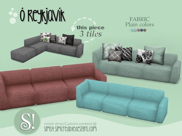 Sims 4 — Oh Reykjavik regular sofa (colors) by SIMcredible! — by SIMcredibledesigns.com available at TSR 5 colors