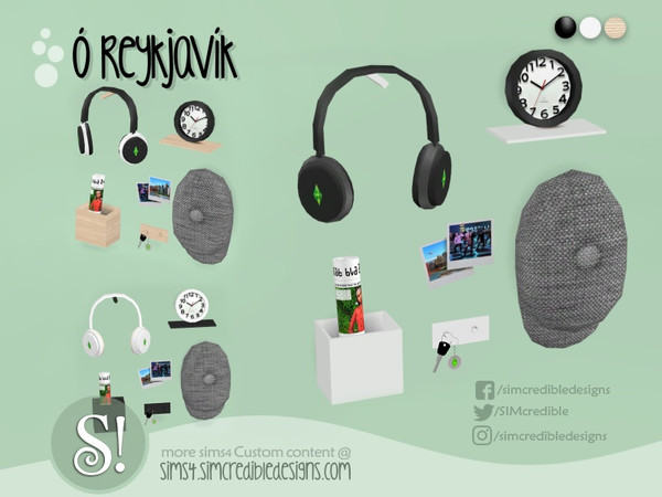 Sims 4 — Oh Reykjavik wall clutter by SIMcredible! — by SIMcredibledesigns.com available at TSR 3 colors variations