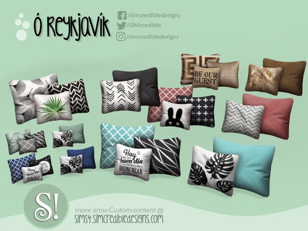 Sims 4 — Oh Reykjavik 5 cushions by SIMcredible! — by SIMcredibledesigns.com available at TSR 6 colors variations