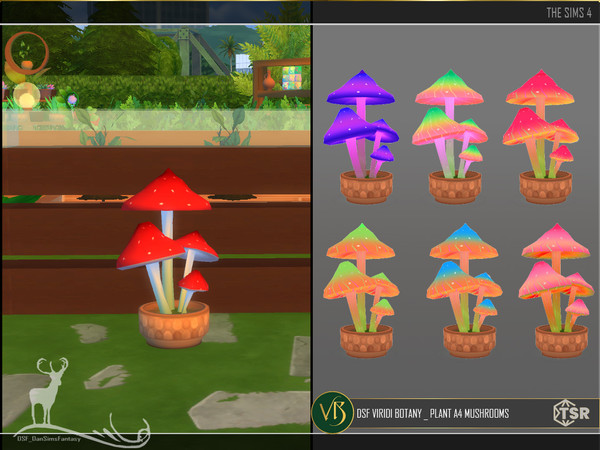 Sims 4 — DSF VIRIDI BOTANY _ PLANT A4 MUSHROOMS by DanSimsFantasy — You can have this group of plants in your garden or