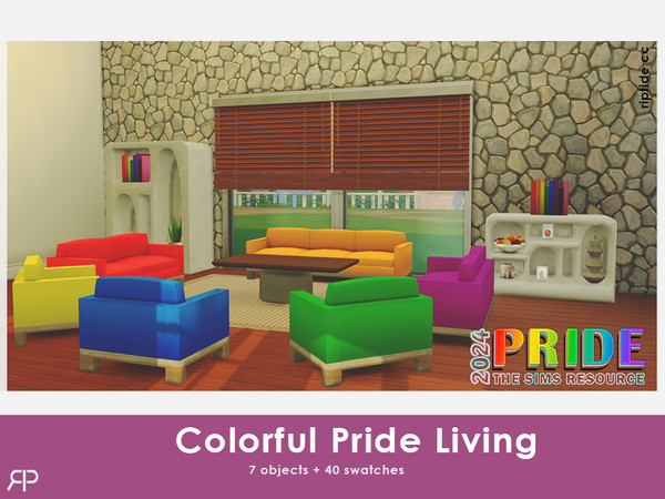 Sims 4 — RiptideCC-Colorful Pride Living Books by Riptidecc — Embrace the spirit of pride and modern living with the