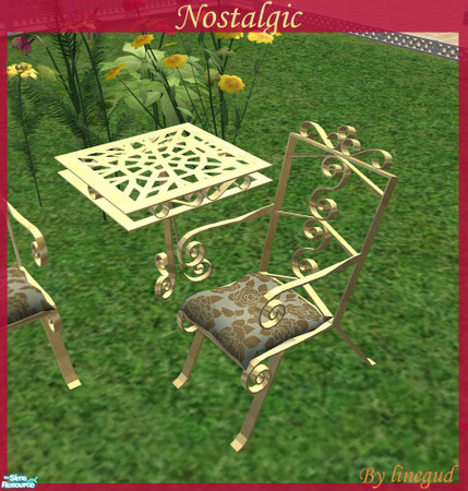 Sims 2 — Nostalgic living chair - gold by linegud — A recolor of my nostalgic garden set..... requires the mesh set to