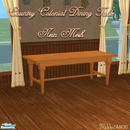 Sims 2 — Country Colonial Dining Table by Nikki041498 — *New Mesh* This casual and simple country dining table says