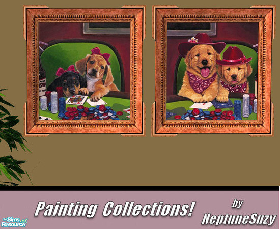 Sims 2 — NSC Painting Set57 -SIMply for Guys by Neptunesuzy — Your Sims will love these Paintings of dogs playing poker!