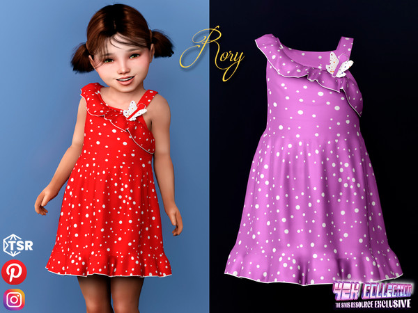 Sims 4 — [Y2K] Rory - Cute summer dress with butterfly on the shoulder by Garfiel — Cute female toddler dress outfit