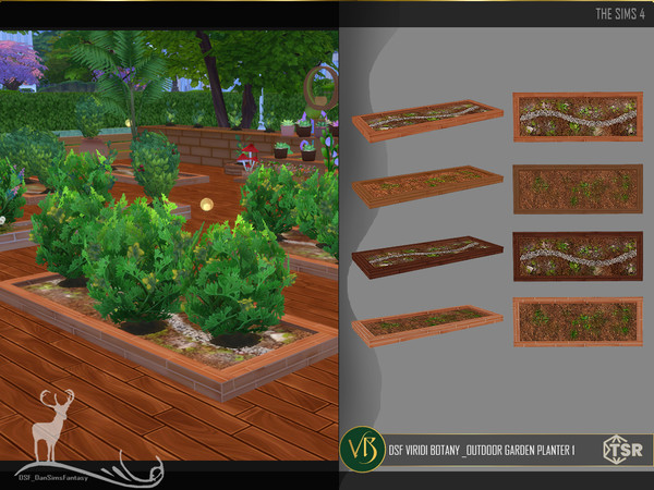 Sims 4 — DSF VIRIDI BOTANY _OUTDOOR GARDEN PLANTER 1 by DanSimsFantasy — You can plant your plants in an orderly space.