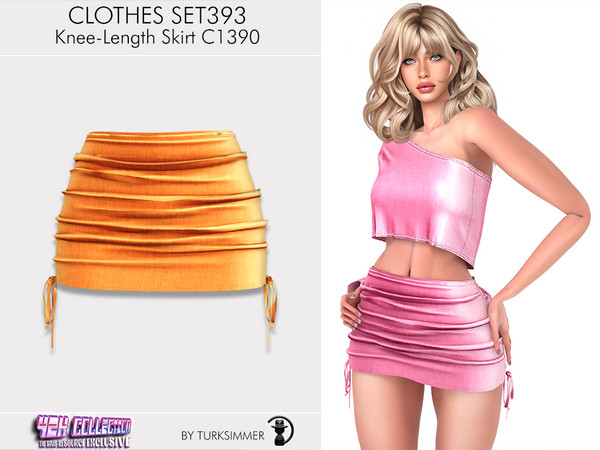 Sims 4 — Y2K Clothes SET393 - Knee-Length Skirt C1390 by Daph's — 6 Swatches