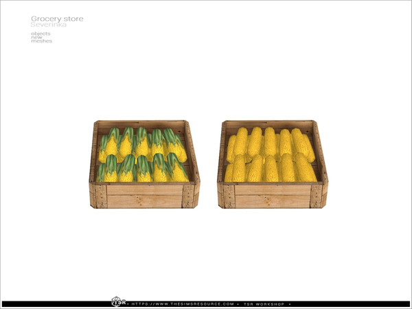 Sims 4 — Grocery store - corn box by Severinka_ — A set of vegetables (decor) in wooden boxes for the decoration of the