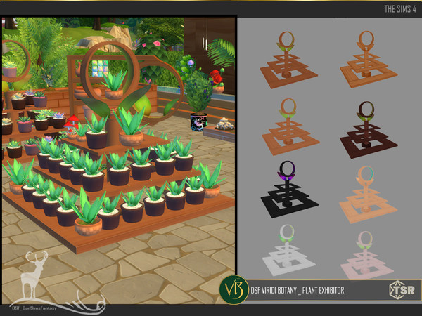 Sims 4 — DSF VIRIDI BOTANY _ PLANT EXHIBITOR by DanSimsFantasy — These are items for gardening center or nursery.