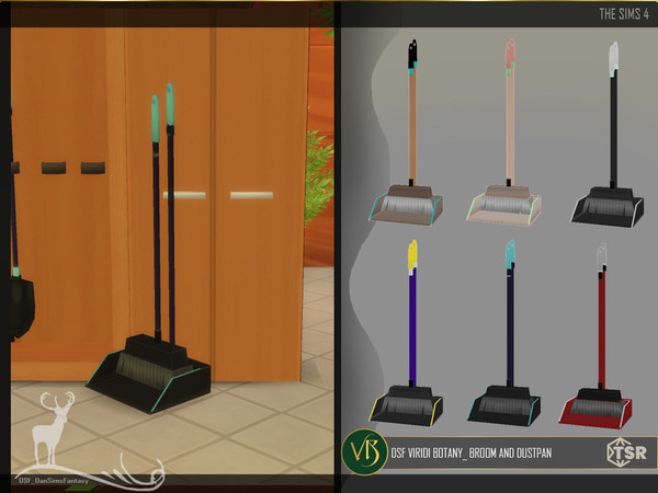 Sims 4 — DSF VIRIDI BOTANY_ BROOM AND DUSTPAN by DanSimsFantasy — They are decorative objects for a space or room in