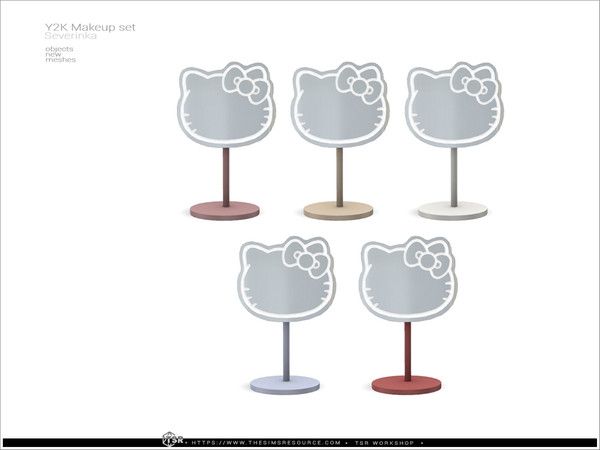Sims 4 — Y2K - table mirror HelloKitti by Severinka_ — A set of decorative cosmetics in the style of Y2K. 14 items: