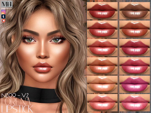 Sims 4 — [Patreon] Lorena Lipstick N209 - V2 by MagicHand — Lipgloss in 16 colors - HQ Compatible.
