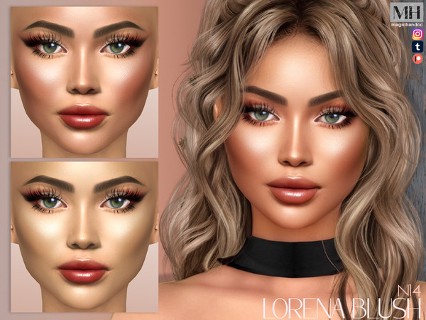 Sims 4 — [Patreon] Lorena Blush N14 by MagicHand — Strong full-face blush in 4 colors - HQ Compatible.