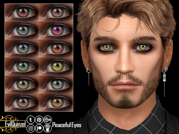 Sims 4 — Peaceful  Eyes by EvilQuinzel — Pretty eyes in 12 swatches. Facepaint category;