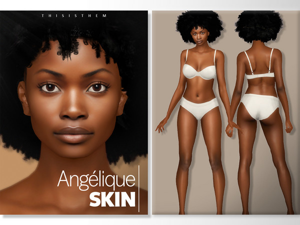 Sims 4 — Angelique Skin by thisisthem — HQ Compatible 2 versions Eyebrows No Eyebrows versions