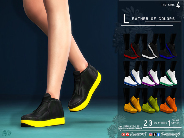 Sims 4 — Leather of Colors by Mazero5 — A plain leather sneakers with solid colors.