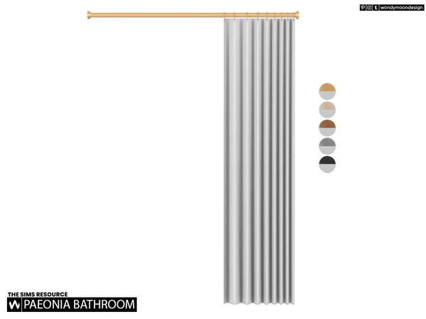 Sims 4 — Paeonia Bathtub Curtain by wondymoon — Paeonia modern style bathroom!