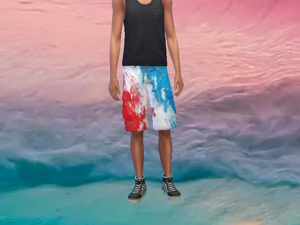 Sims 4 — 4th Of July Male Tank Top And Short Set by Cheyenne1002 — This is a set, but be used on there own! The tank top