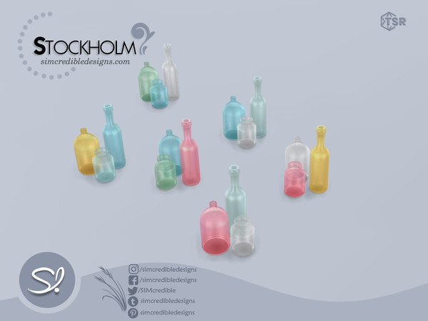 Sims 4 — Stockholm Bottles by SIMcredible! — by SIMcredibledesigns.com available at TheSimsResource 5 colors + variations