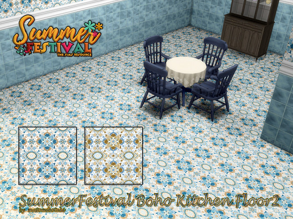 Sims 4 — SummerFestival Boho Kitchen Floor2.package by matomibotaki — Attractive floor tiles in 2 colours and 2 different