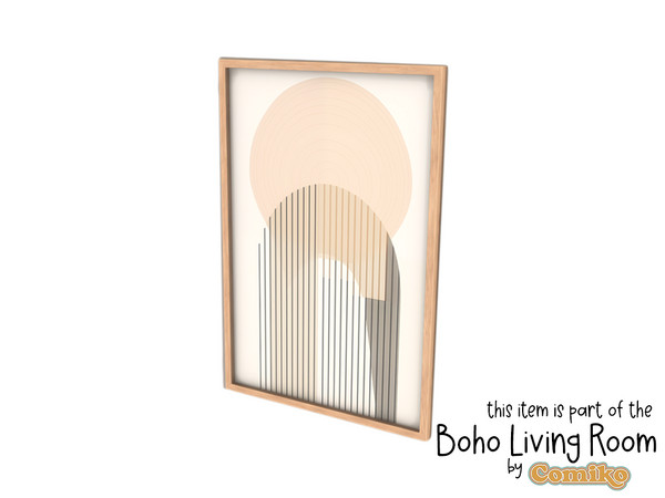 Sims 4 — Comiko Boho Living Painting 1 by Comiko — Boho Living Room Set is base game compatible and consists of 20 items