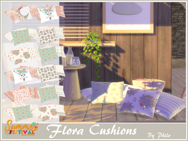 Sims 4 — Philo_Flora Cushions on the Floor by philo — Take advantage of the summer holidays to spend precious time with