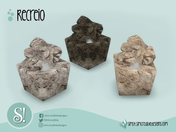 Sims 4 — Recreio Fountain by SIMcredible! — by SIMcredibledesigns.com available at TSR 3 colors variations