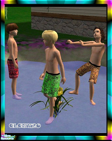 Sims 2 — Chinese Writing Shorts For Little Boys by clcny20 — The set of a pair of silk shorts, in bright colors, with