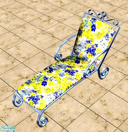 Sims 2 — Iridescent Blue Patio Lounge Chair by Raveena — A recolor of linegud's 'Nostalgic Garden set' in a lovely