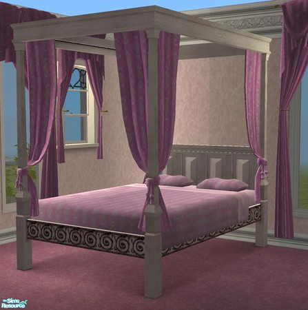 Sims 2 — Pink Victorian Bedroom Set - Bed by Grizzelda — This four poster bed has matching a duvet that will work with
