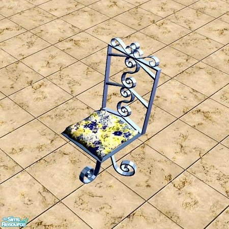 Sims 2 — Iridescent Blue Patio Dining Chair by Raveena — A recolor of linegud's 'Nostalgic Garden set' in a lovely